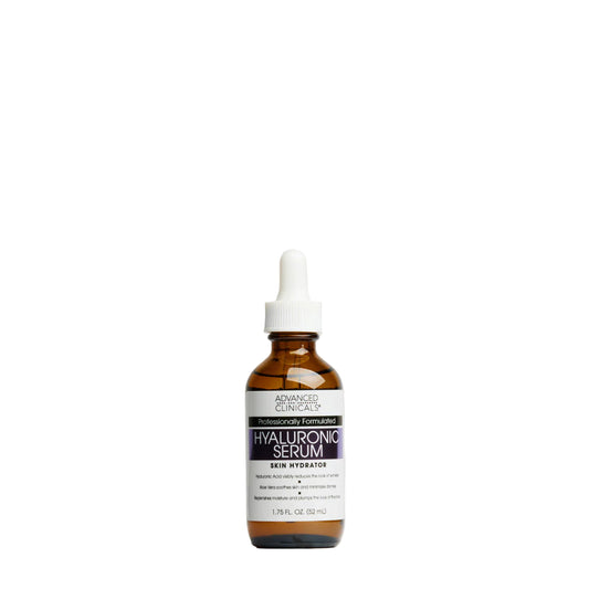 Bottle of hyaluronic serum on a white background