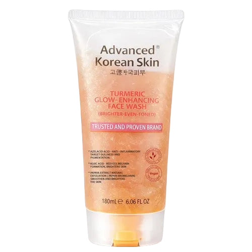 Tube of Advanced Korean Skin Turmeric Glow-Enhancing Face Wash on a white background