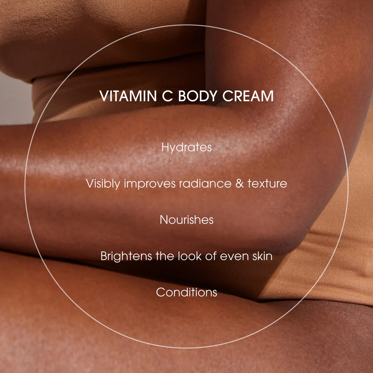Vitamin C body cream advertisement with text on skin benefits