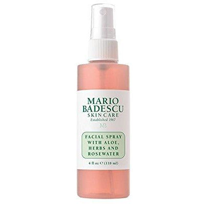 Mario Badescu facial spray bottle on a white background