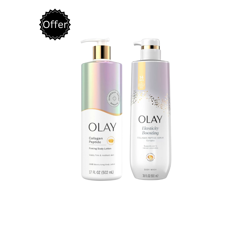 Loción corporal reafirmante y gel de ducha potenciador de elasticidad Olay con colágeno