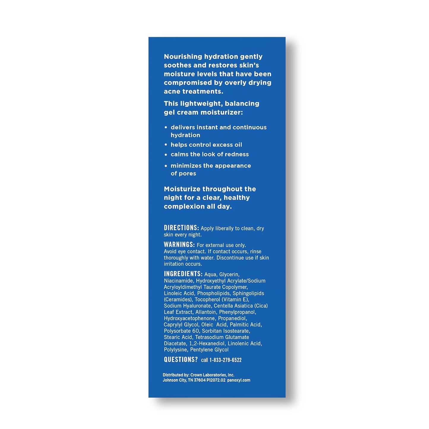 Blue label with text on a white background