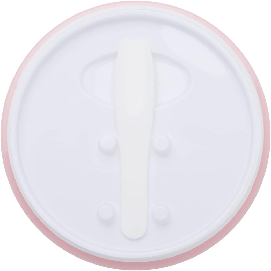 A top view of the Good Molecules Instant Cleansing Balms round, white plastic lid with a light pink rim and center tab, resembling typical cleansing balm containers. Its smooth surface has a slight indentation near the middle, reflecting its promise to nourish and cleanse effectively.