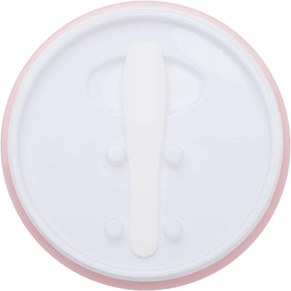 A top view of the Good Molecules Instant Cleansing Balms round, white plastic lid with a light pink rim and center tab, resembling typical cleansing balm containers. Its smooth surface has a slight indentation near the middle, reflecting its promise to nourish and cleanse effectively.