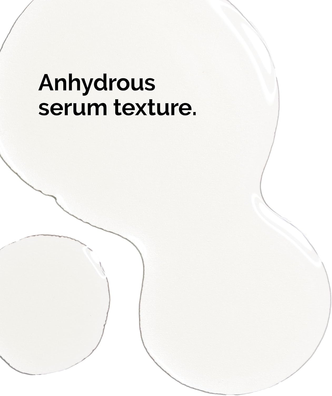 Clear, glossy liquid on white forms abstract shapes. Text: The Ordinary Retinol 1% In Squalane, emphasizing its anti-aging benefits.