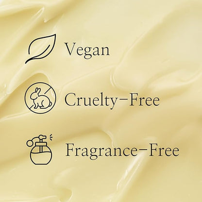 On a creamy beige background, text and symbols include a leaf with Vegan, a rabbit with Cruelty-Free, and a perfume bottle with Fragrance-Free. Ginseng extract whispers through the smooth, wavy texture of the Beauty of Joseon Revive Eye Serum: Ginseng + Retinal (30ml), promising natural elegance.