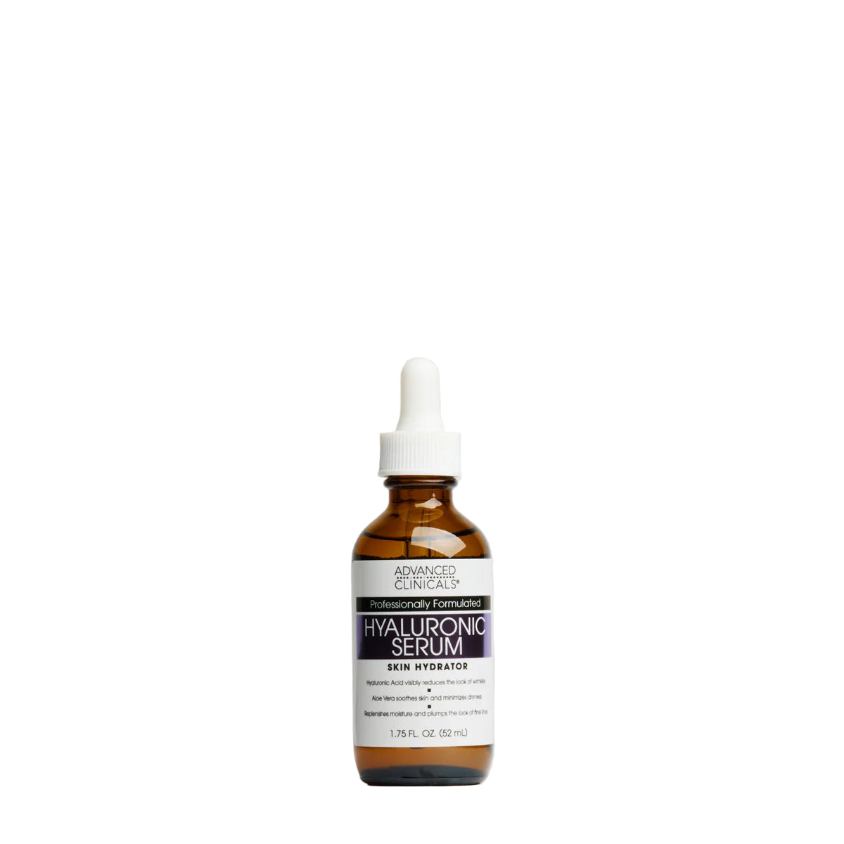 Bottle of hyaluronic serum on a white background