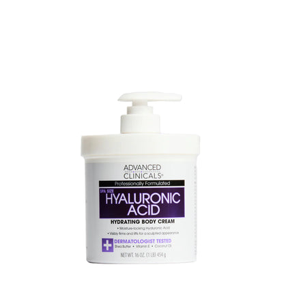Hyaluronic Acid body cream by Advanced Clinicals on a white background