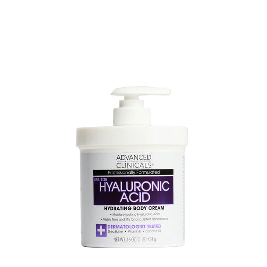 Hyaluronic Acid body cream by Advanced Clinicals on a white background
