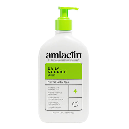 Amlactin Daily Nourish Lotion bottle on a white background