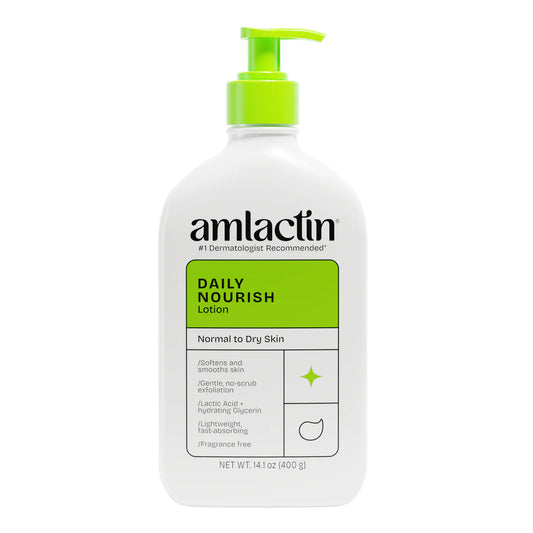 Amlactin Daily Nourish Lotion bottle on a white background