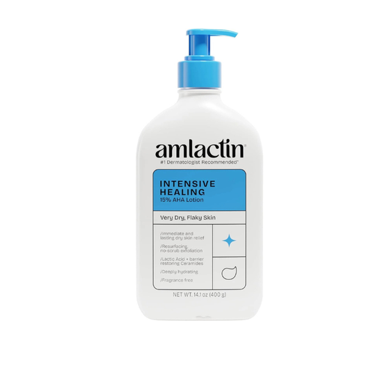 Amlactin intensive healing lotion bottle on a white background
