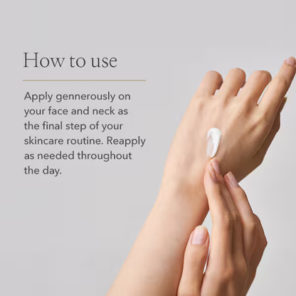 A hand applies white cream to another, showing how to generously use Beauty of Joseon Relief Sun: Rice + Probiotics SPF50+ PA++++ on face and neck as the final skincare step, reapplying throughout the day for ongoing protection.