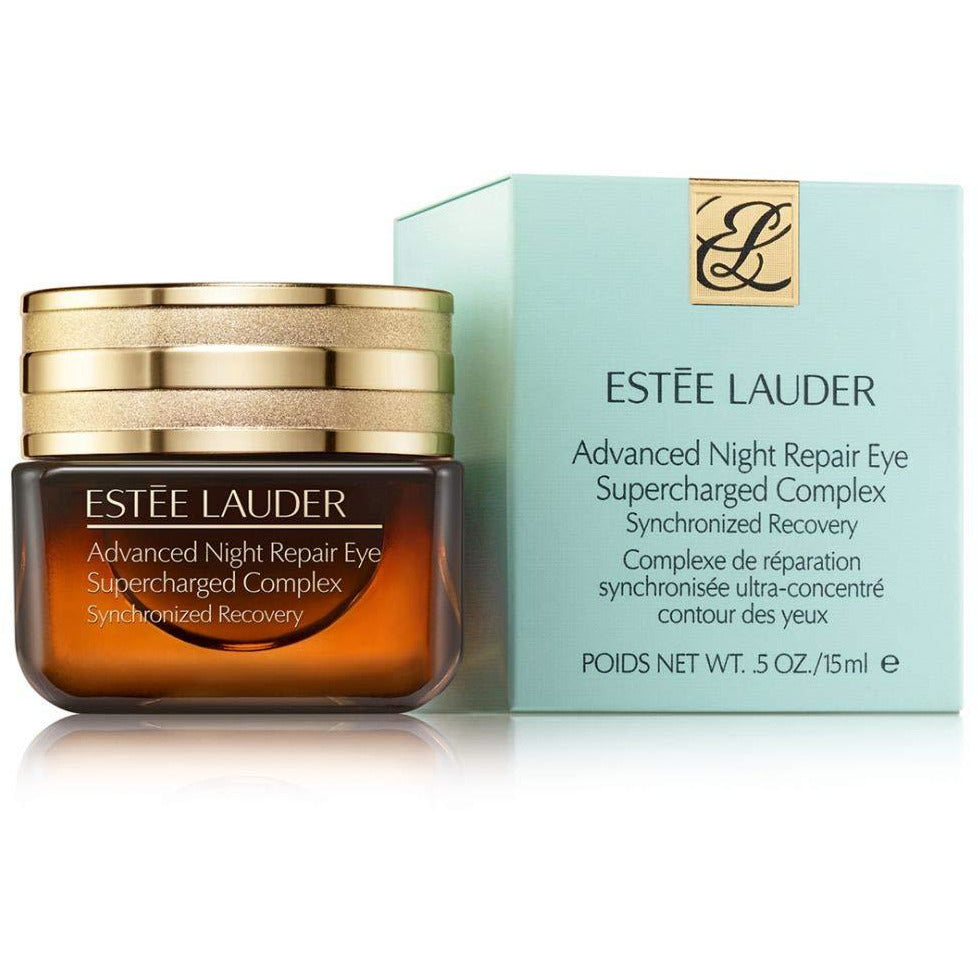 Estée Lauder Advanced Night Repair Eye cream jar and packaging on a white background