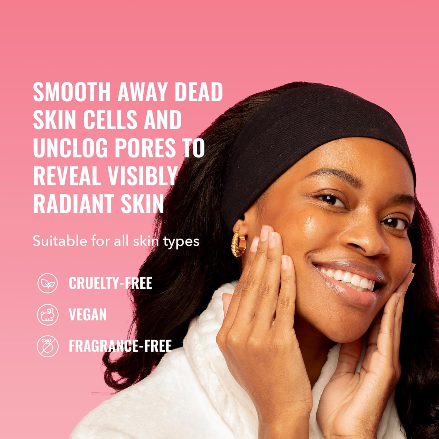 Good Molecules exfoliating treatment smooths dead skin, unclogs pores, and reveals radiant skin. Vegan, cruelty-free, and fragrance-free for all skin types.