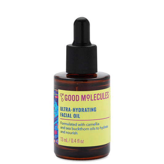 Good Molecules ultra-hydrating facial oil bottle with dropper on a white background