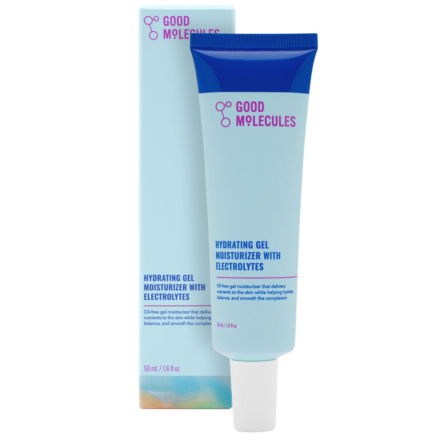 Good Molecules hydrating gel moisturizer with packaging on a white background