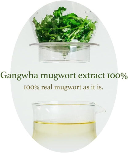 I'm From Mugwort Essence contains 100% pure Ganghwa mugwort extract, known for its calming and purifying effects on sensitive skin.