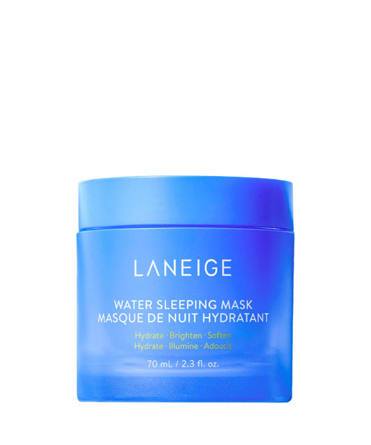 The Laneige Water Sleeping Mask hydrates, brightens, and softens skin with a probiotics-derived complex. This LANEIGE hydrating overnight mask comes in a 70ml blue jar.