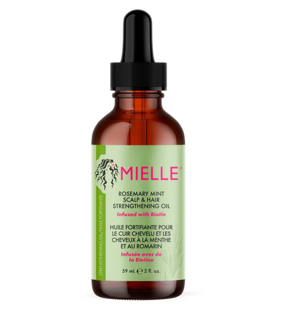 Mielle Rosemary Mint Scalp and Hair Strengthening Oil bottle on a white background