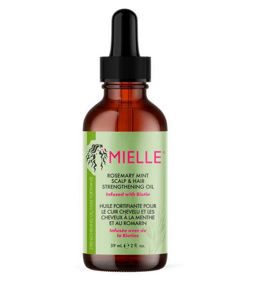 Mielle Rosemary Mint Scalp and Hair Strengthening Oil bottle on a white background