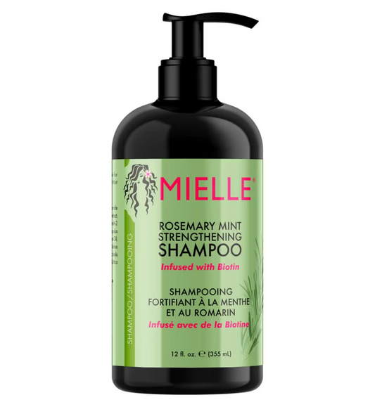 MIELLE Rosemary Mint Strengthening Shampoo bottle on a white background