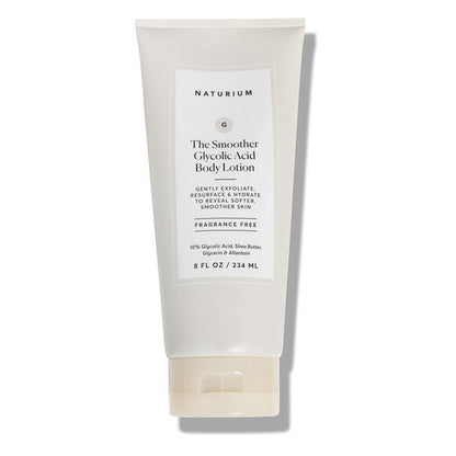 Naturium body lotion tube on a white background