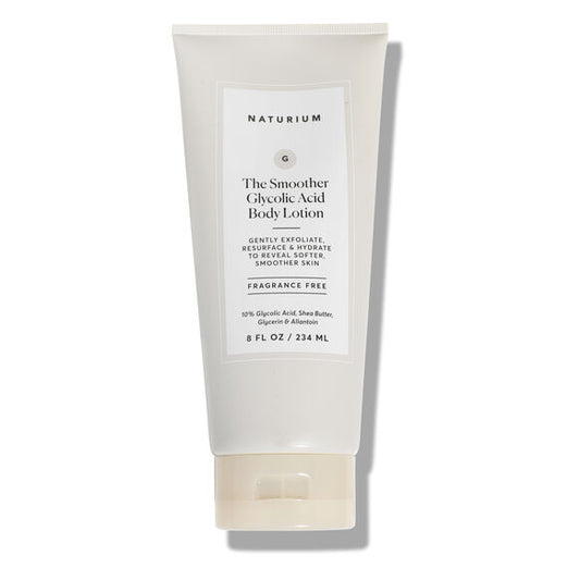 Naturium body lotion tube on a white background