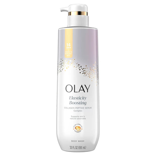 Olay body wash bottle on a white background