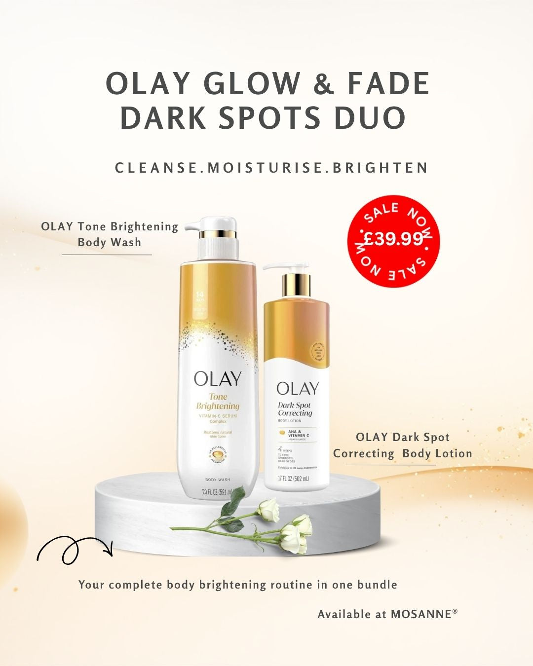 Olay Glow & Fade Dark Spots Duo | Olay Vitamin C Body Wash + Dark Spot Correcting Body Lotion