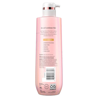 Pink bottle with pump on a white background