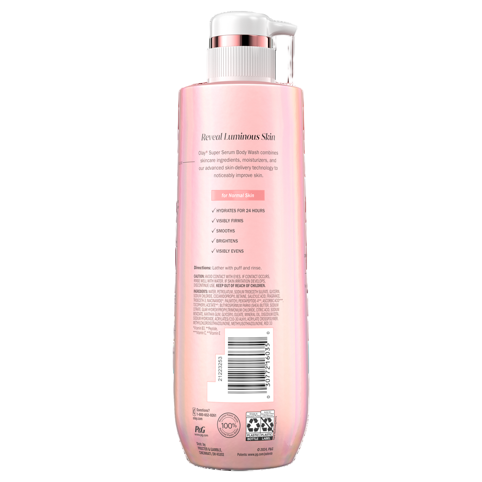 Pink bottle with pump on a white background