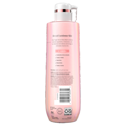 Pink bottle with pump on a white background