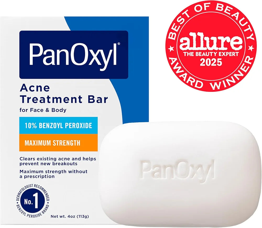 PanOxyl acne treatment bar with Allure Best of Beauty award badge