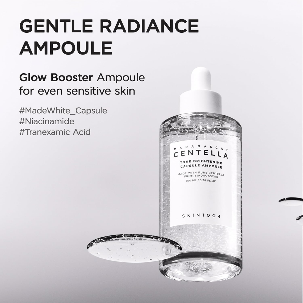 Gentle Radiance Ampoule bottle with text on a light gray background