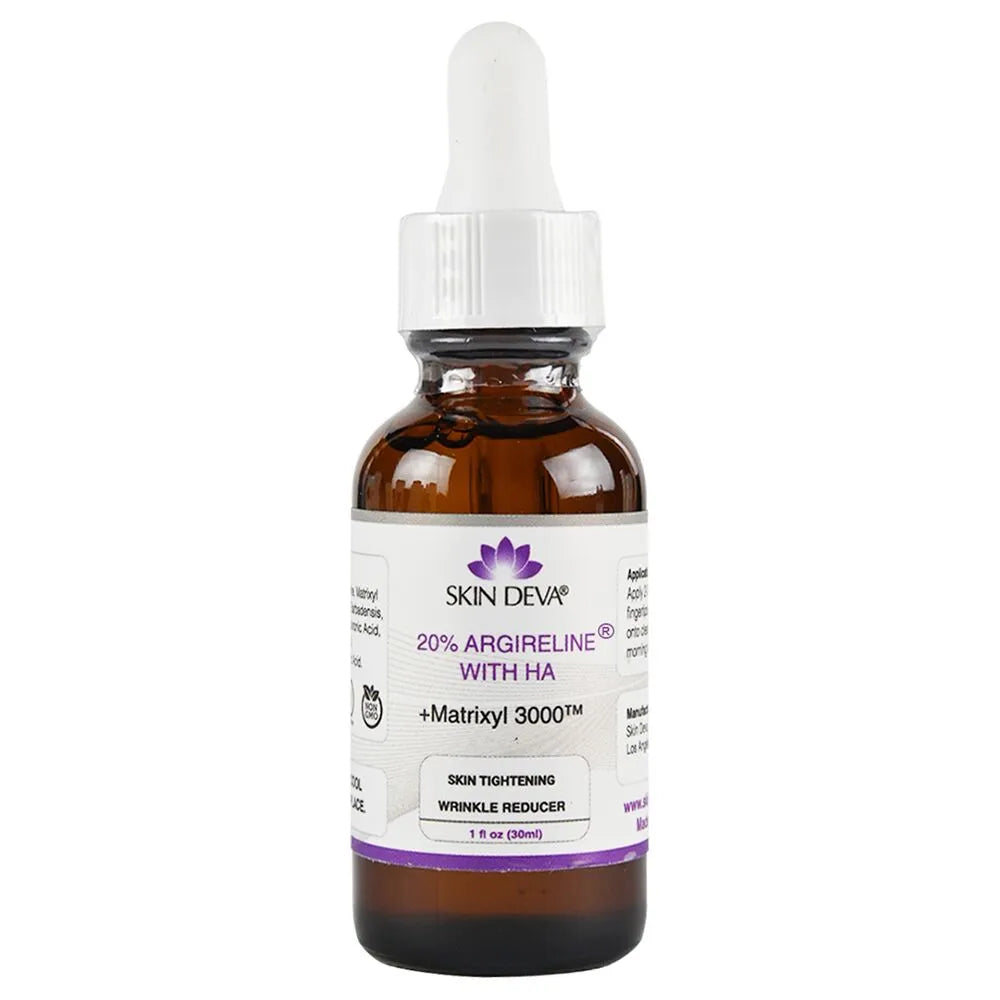 Skin Deva Argireline with HA dropper bottle on a white background