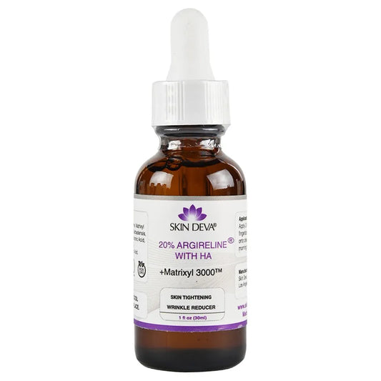 Skin Deva Argireline with HA dropper bottle on a white background