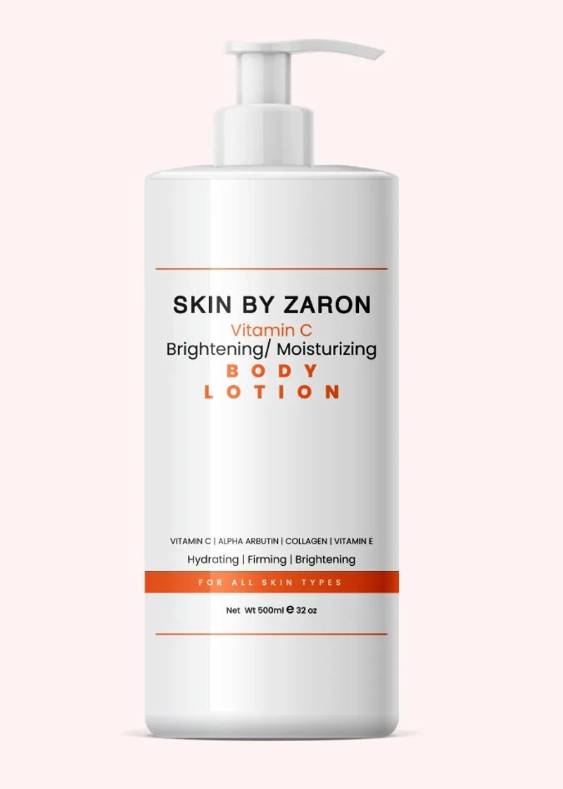 Skin by Zaron body lotion bottle on a white background