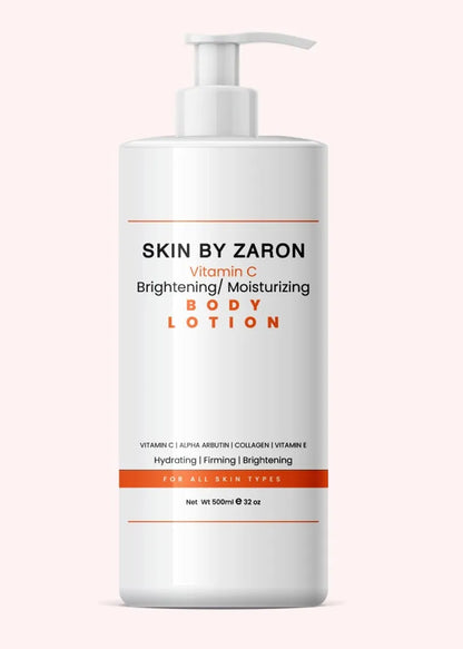 Skin by Zaron body lotion bottle on a white background