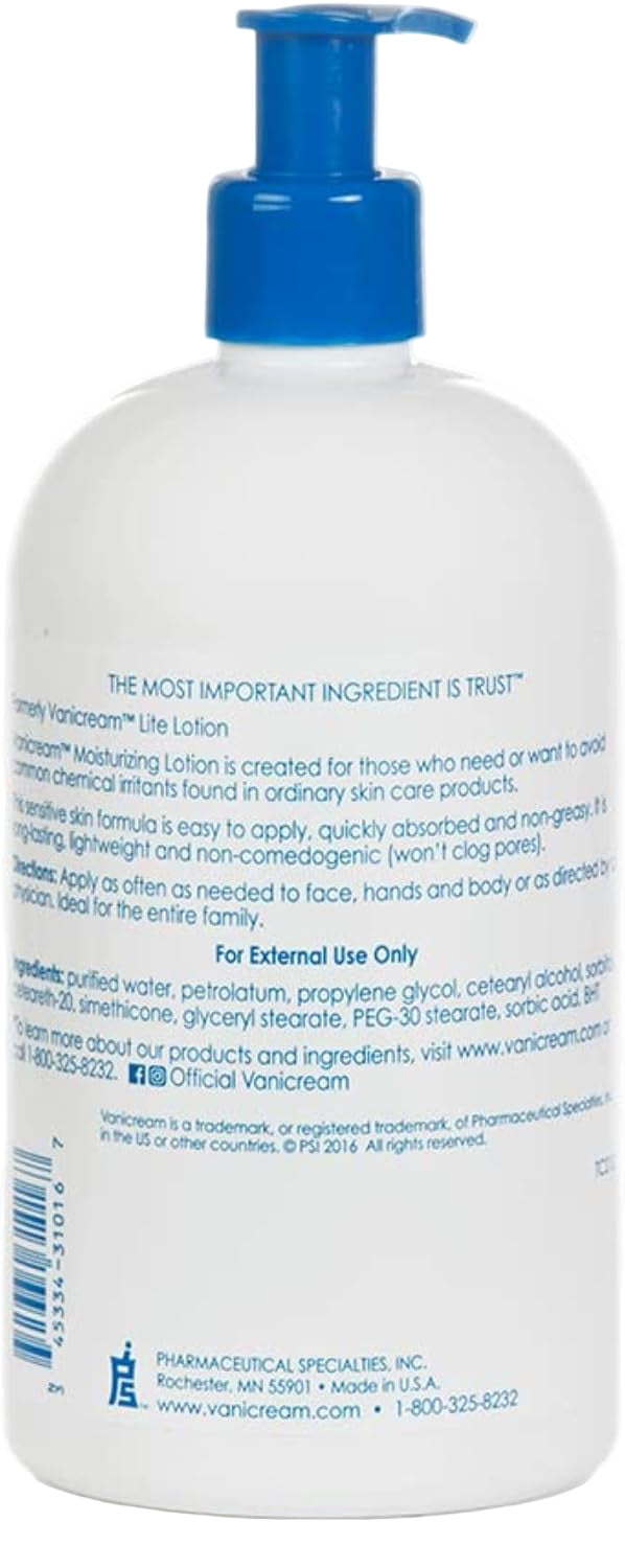 Lotion bottle with blue pump on a white background