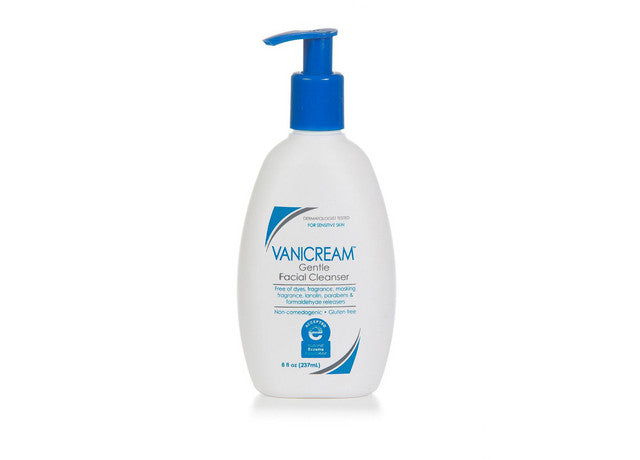 Vanicream facial cleanser bottle on a white background