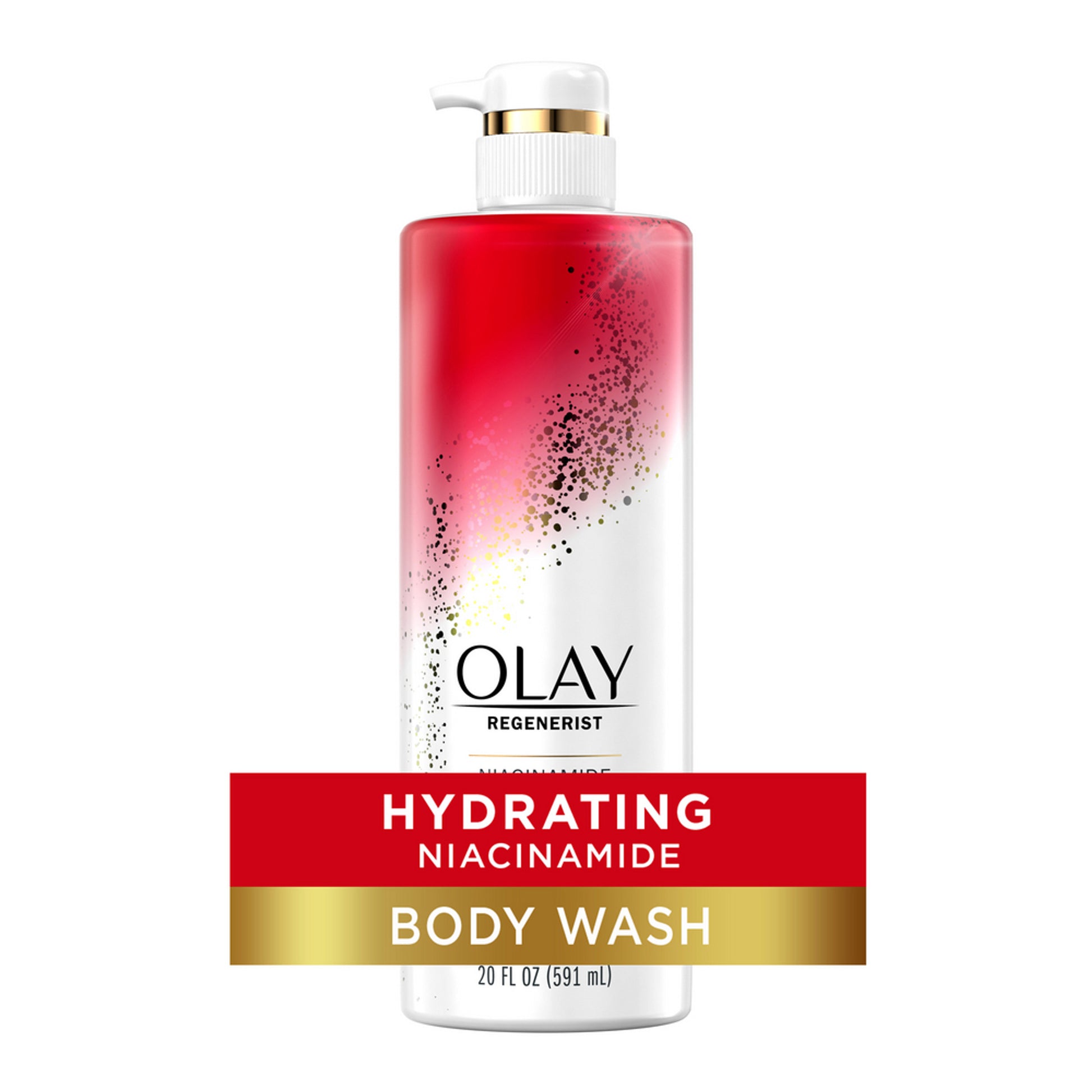 The Olay Age Defying Womens Body Wash with Niacinamide comes in a stylishly designed 20 fl oz/591 mL bottle. Its pump dispenser ensures an effortless experience, allowing you to enjoy its age-defying benefits with each use.