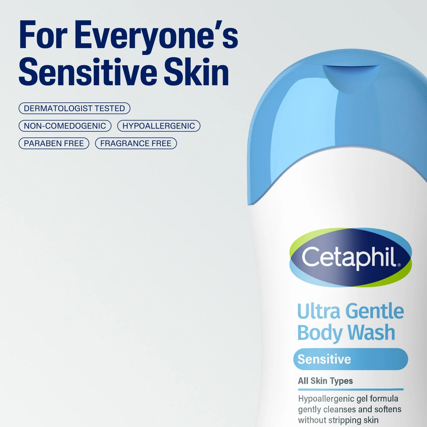 Cetaphil Ultra Gentle Body Wash, Unscented, 16.9 fl oz/500ml