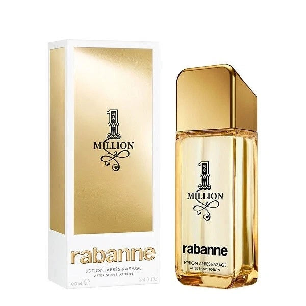 Rabanne 1 Million after shave lotion bottle and packaging on a white background